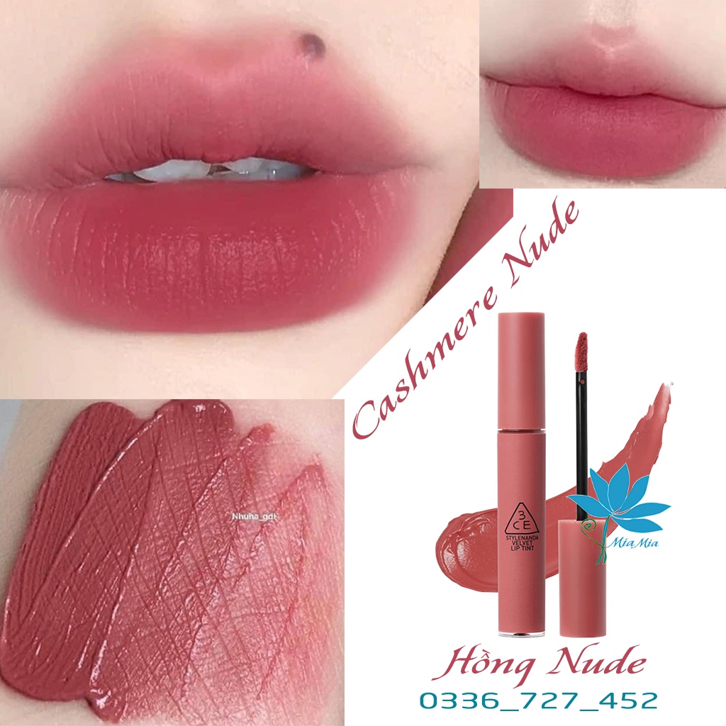 Son Kem Lì 3CE Velvet Lip Tint Cashmere Nude – Màu Hồng Trầm Hoa Cà DATE MỚI CHÍNH HÃNG CHECK HIDDEN TAG