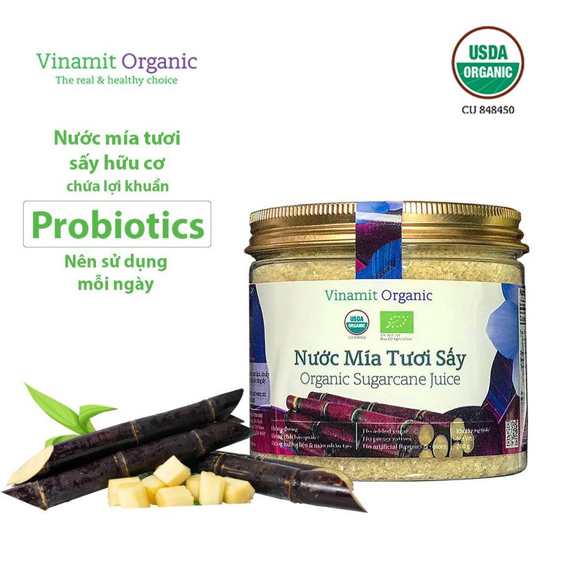 Nước mía tươi sấy hữu cơ Vinamit 120gr