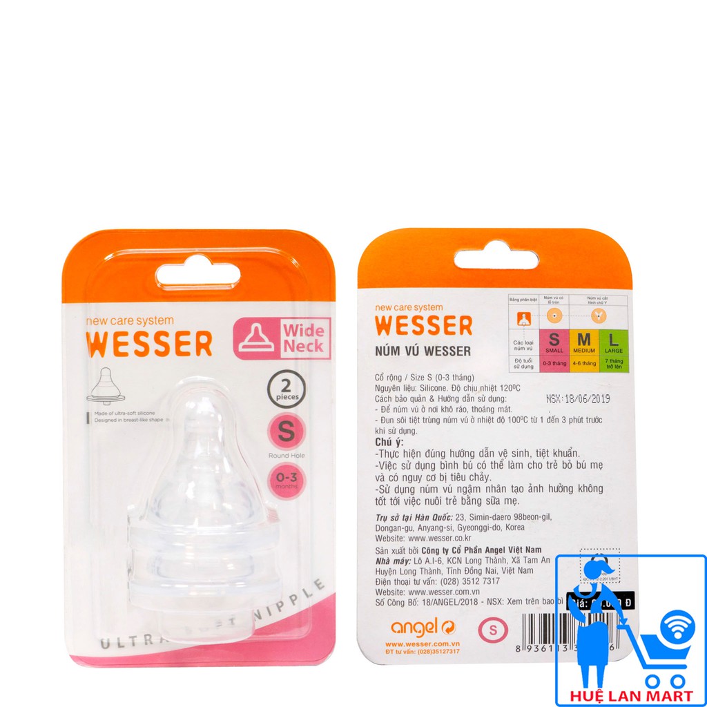 [CHÍNH HÃNG] Bộ Đôi Núm Vú Wesser Cổ Rộng Size S (Cho bé 0-3 tháng)