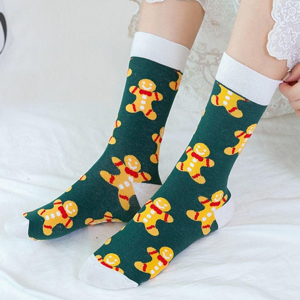 Vớ Cotton Cổ Trung Họa Tiết Giáng Sinh Dễ Thương Thoải Mái Thời Trang Cho Nữ VANES1