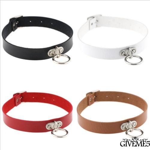 Vòng cổ choker da PU khoen tròn