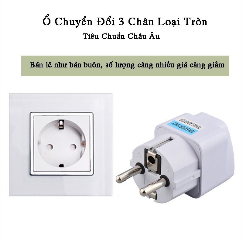 Ổ Chuyển Đổi Phích Cắm Từ 3 Chân Sang 2 Chân An Toàn Chịu Nhiệt Độ Cao 220V Loại Tròn PCD02