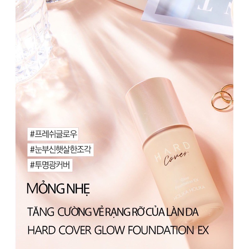 Kem nền căng bóng, siêu mịn Holika Holika Hard Cover Glow Foundation Ex SPF50+++