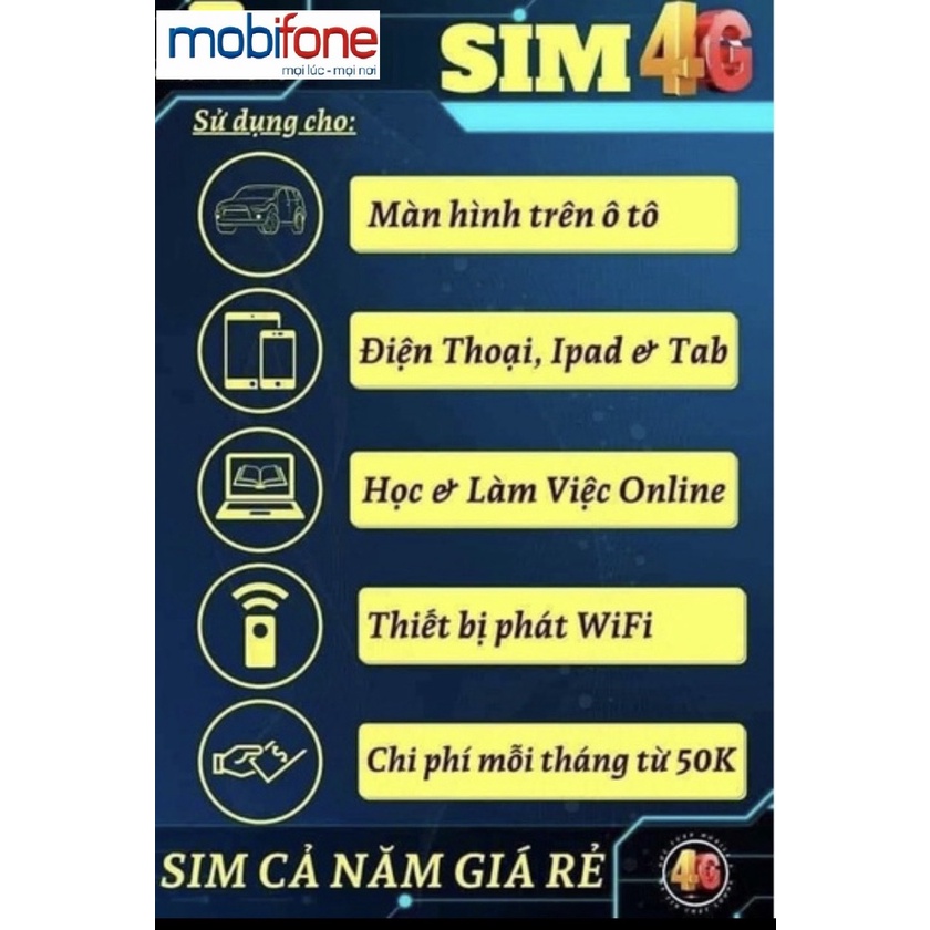 Sim 4G Mobifone 12FD50,5Gb/ngày,nhận sim mới kích hoạt gói.miễn phí 12 tháng,mua về dùng luôn ko pải nạp tiền