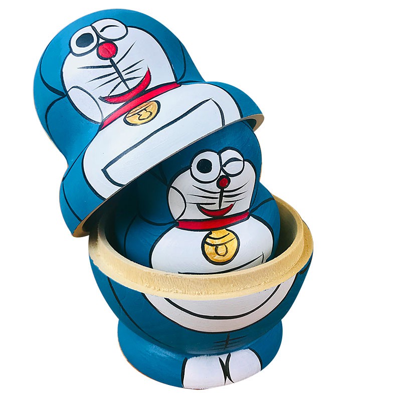 Bộ Búp Bê Nga 10 Lớp Bằng Gỗ Vẽ Hình Doraemon Dễ Thương Cho Bé