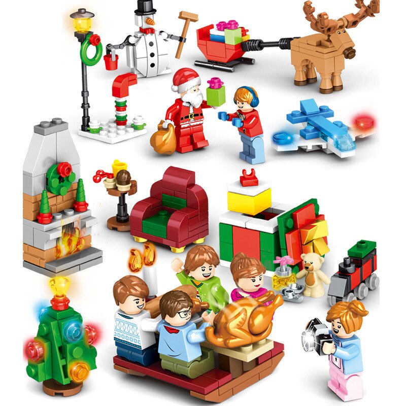 8 In 1 Sembo 601092 Christmas Series Toys Granular Santa Building Blocks Compatible Minifigure Children Diy Christmas Toy Gifts