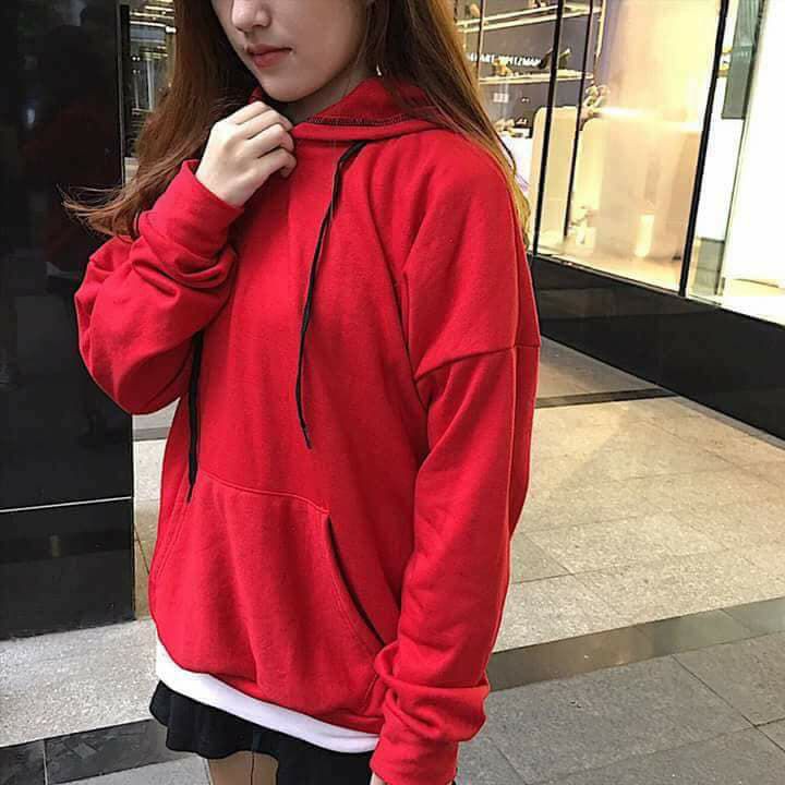 Áo hoodie trơn form rộng dành cho nam nữ, Hoodie unisex size &lt;75kg