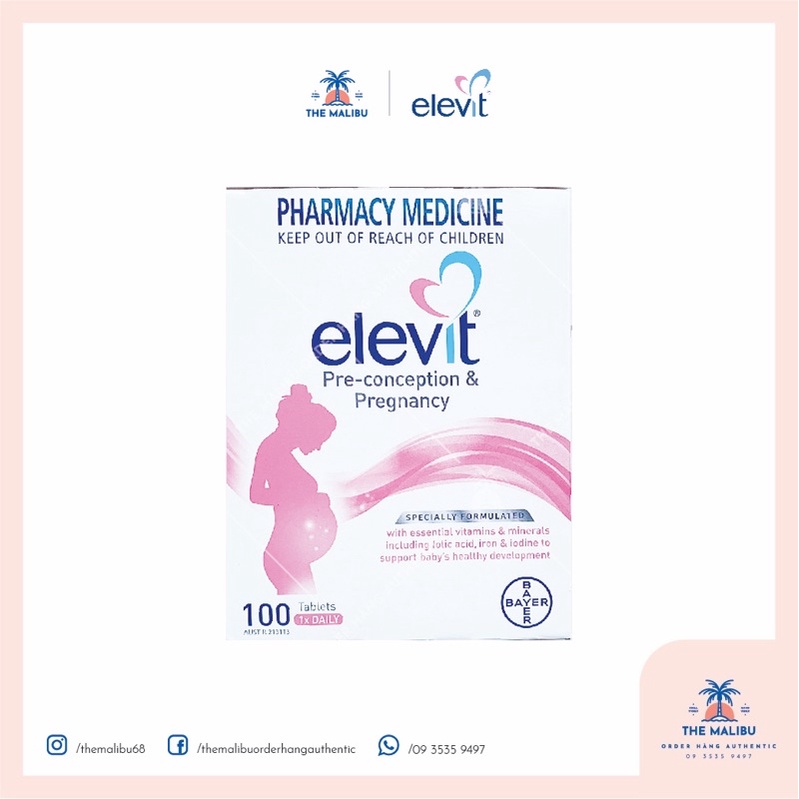ELEVIT BẦU Úc - Vitamin Tổng Hợp cho bà Bầu 100 viên - Date 2024