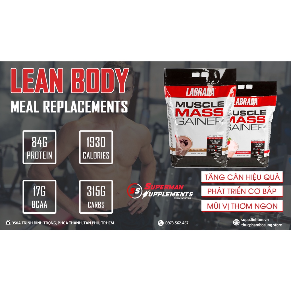 Sữa tăng cân tăng cơ Muscle Mass Gainer hương Chocolate bịch 5.4 kg - Hàng phân phối chính hãng BBT