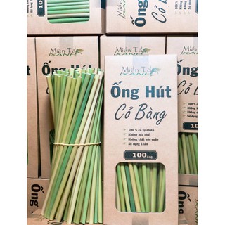Hộp 100 ống hút cỏ bàng Miền Tây Xanh, thực vật bảo vệ môi trường, cỏ tự nhiên, không hóa chất, không chất bảo quản