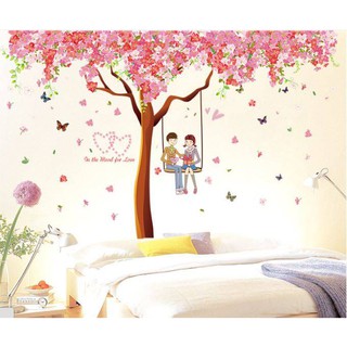 Decal dán tường cây tình yêu xích đu