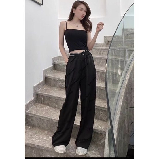 QUẦN SUÔNG LỤA ĐEN CẠP CHÉO CHỮ QC LOẠI 1 MS26671