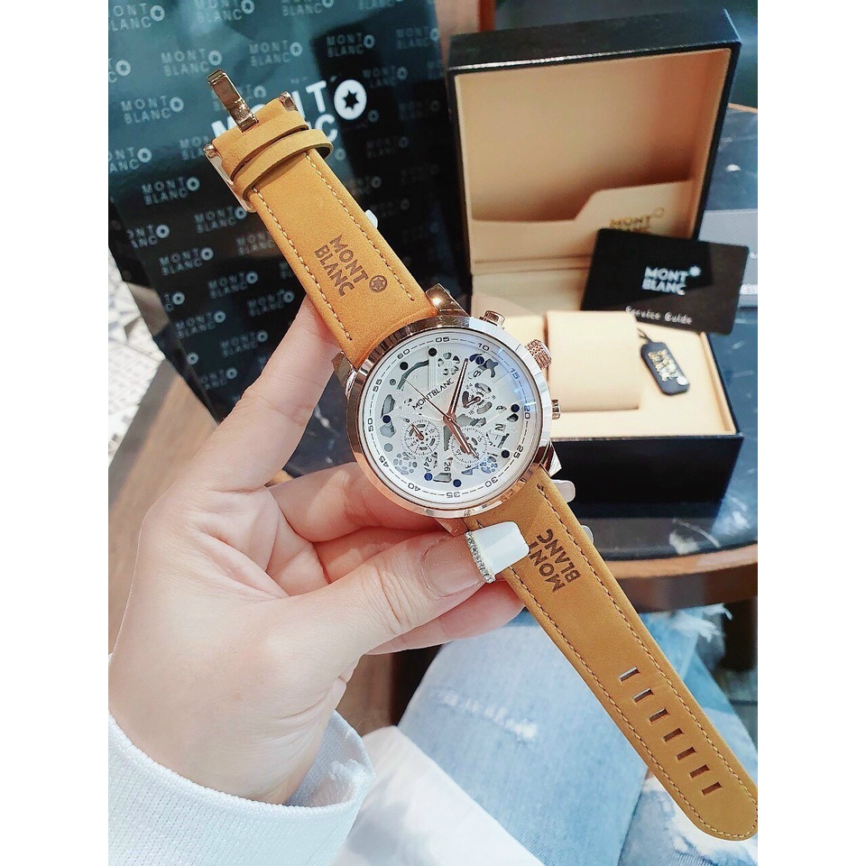 ĐỒNG HỒ NAM MONTBLANC MB02 CHRONOGRAPH , DÂY DA LỘN , SIZE 44MM
