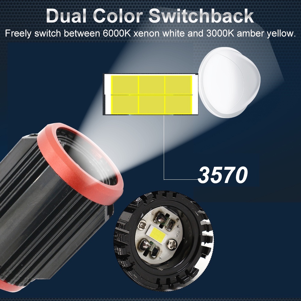 1 bộ Đèn pha LED xe máy Chiếu kính mắt cá Màu trắng đèn LED màu vàng Đèn pha xe máy