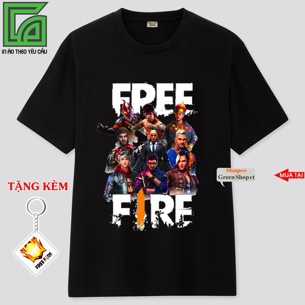 Áo Free Fire In Nhiều Tướng Tặng kèm Móc Khóa Thách Đấu S168