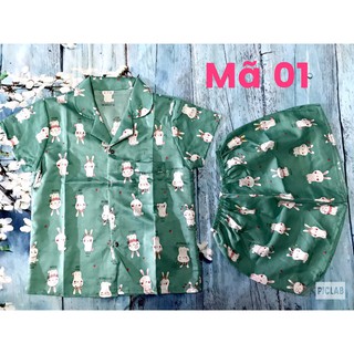 Bộ ngủ pijama ngắn chất phi lụa loại 1 siêu mát