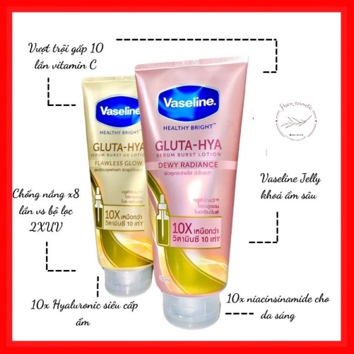 Dưỡng thể Vaseline Healthy Bright Gluta HYA Serum Burst Lotion 10X Thái Lan