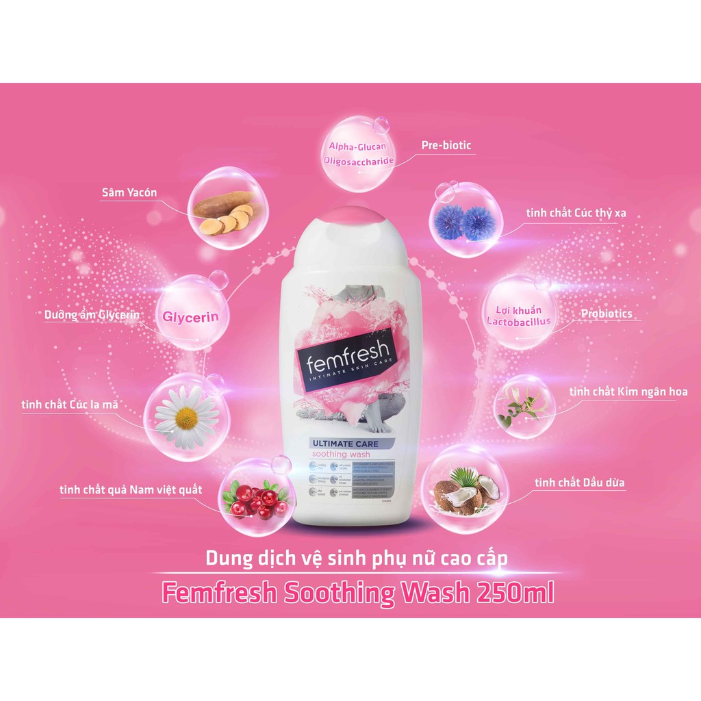 Combo Chăm Sóc Vùng Kín Sạch Sẽ, Thơm Mát Femfresh ( DD Soothing Wash - Hồng 250ml + Xịt Deodorant Spay - Cam 125ml )