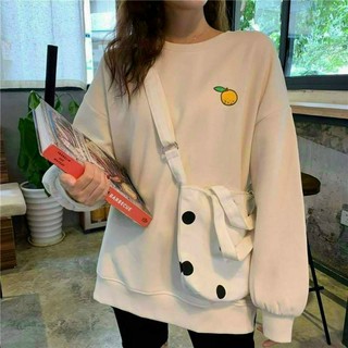 Áo sweater thêu hình trái cây áo nỉ dài tay mềm mịn màu pastel cực xinh