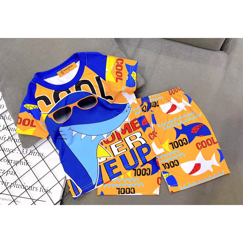 Bộ thun lạnh 3d tay ngắn bé trai-đồ bộ trẻ em -sỉ quần áo trẻ em hcm pikakids