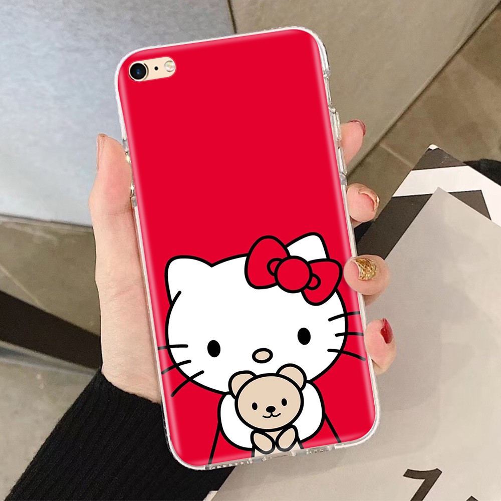 Ốp điện thoại mềm trong suốt in hình Hello Kitty dễ thương 81GT cho iPhone 8 7 6s 6 plus 5 5S SE 5C 4 4s