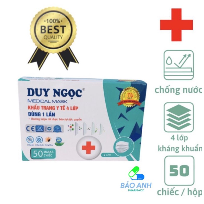 Khẩu trang 4 lớp DUY NGỌC bảo vệ sức khỏe bạn khỏi ô nhiễm, khói bụi - hộp 50 chiếc,