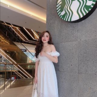Đầm xô trắng bẹt vai