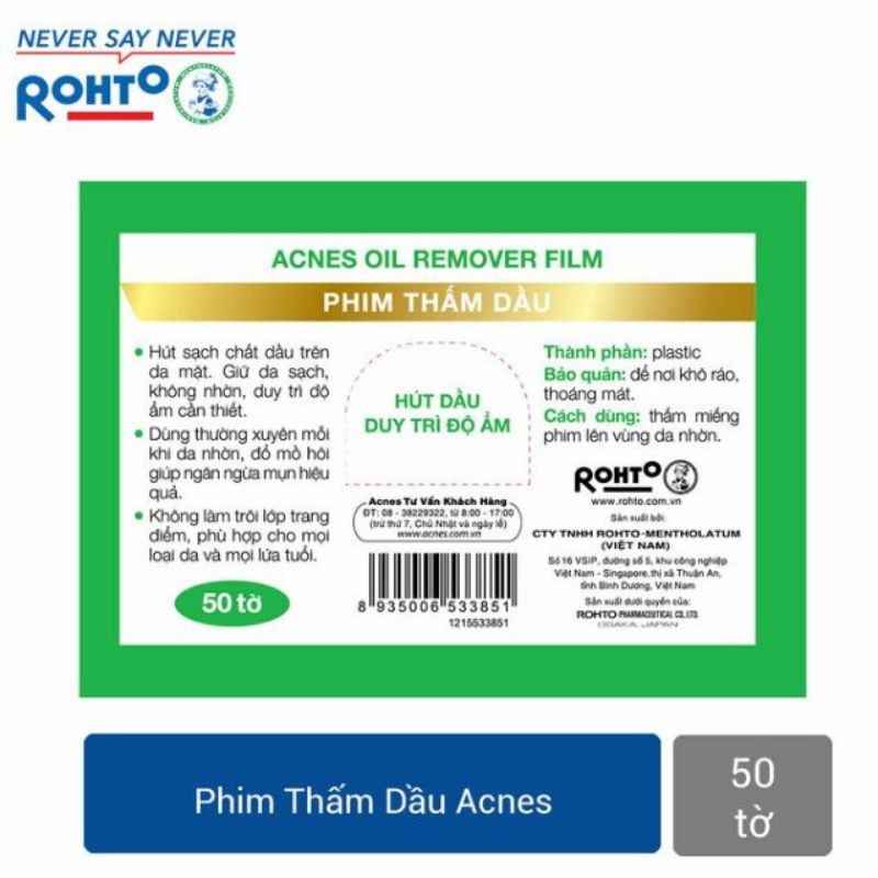 PHIM THẤM DẦU ACNES - Acnes Oil Remover Film Màu Xanh