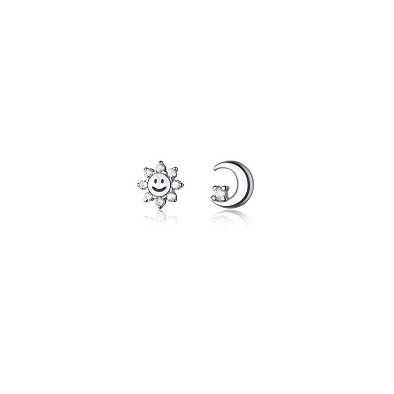 Bông tai bạc Ý 925 Khuyên tai bạc nữ mặt trăng mặt trời dễ thương DUYSON SILVER (Giá bán/1 đôi) [KNXK6]
