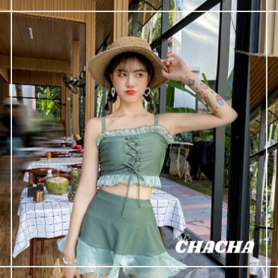 Bikini đồ bơi 2 mảnh Chacha Sweet áo tắm kiểu dáng Hàn Quốc dễ thương nhẹ nhàng đáng yêu