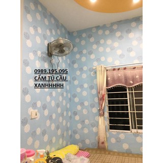 GIẤY DÁN TƯỜNG HOA CẨM TÚ CẦU XANH MÁT MẮT
