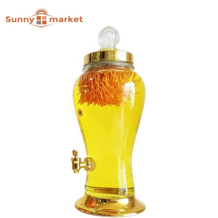 Bình thuỷ tinh ngâm rươu sâm Phú Hòa dung tích 4 lít có van