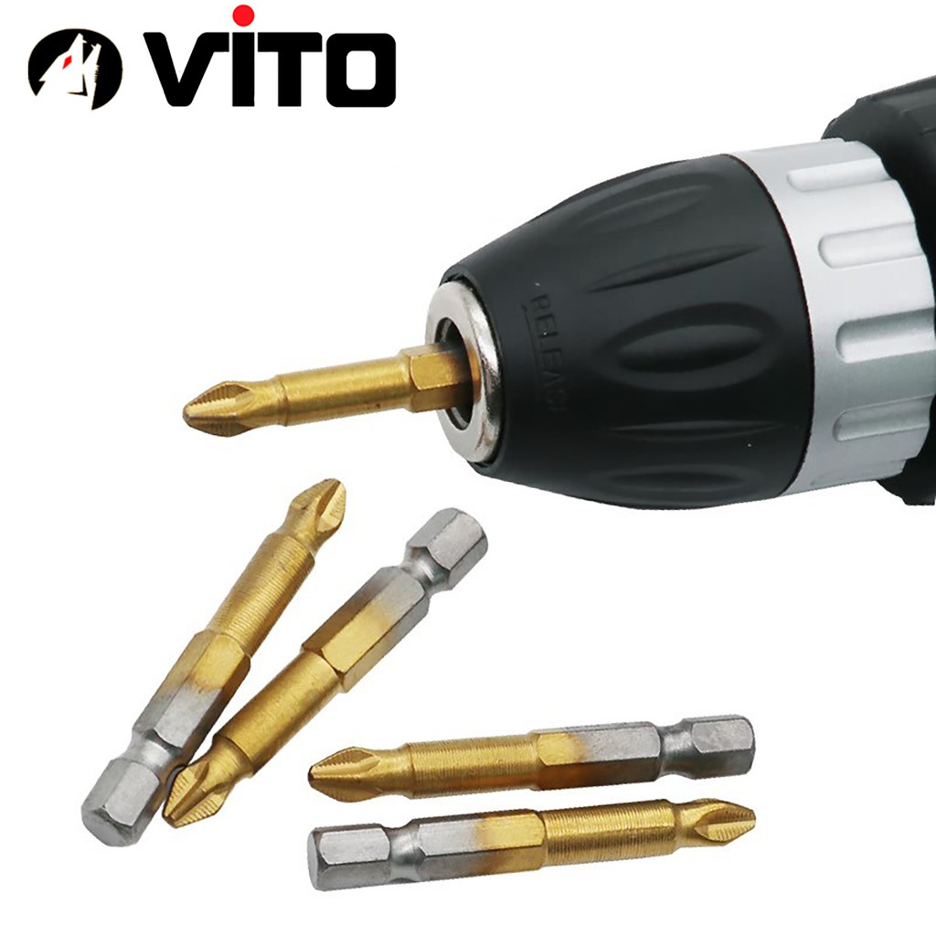 Bộ Mũi Vít PH2 Thép S2 VITO Mạ Titanium Chống Trượt Chuyên Dụng