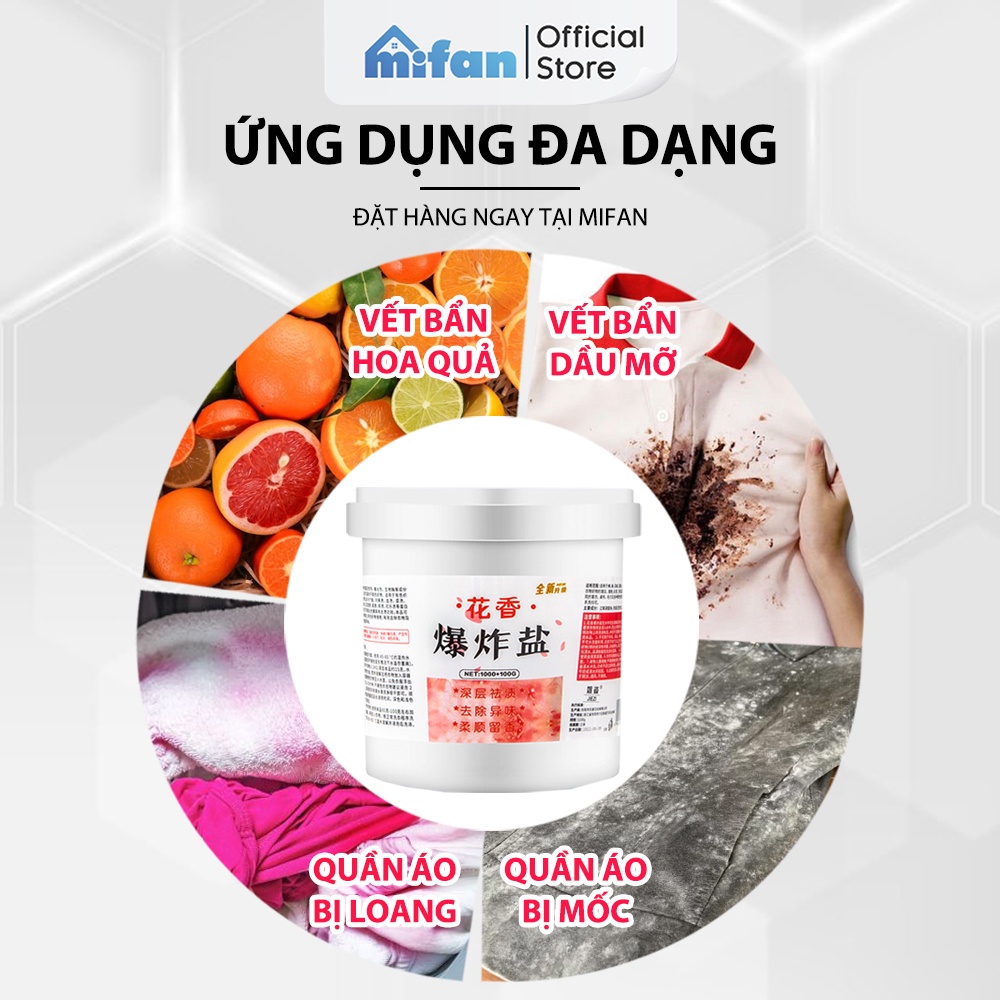 Bột Tẩy Trắng Quần Áo Thần Thánh 1100gr Mifan - Làm sạch vải ố vàng, vết bẩn khó giặt - An toàn, không phai màu