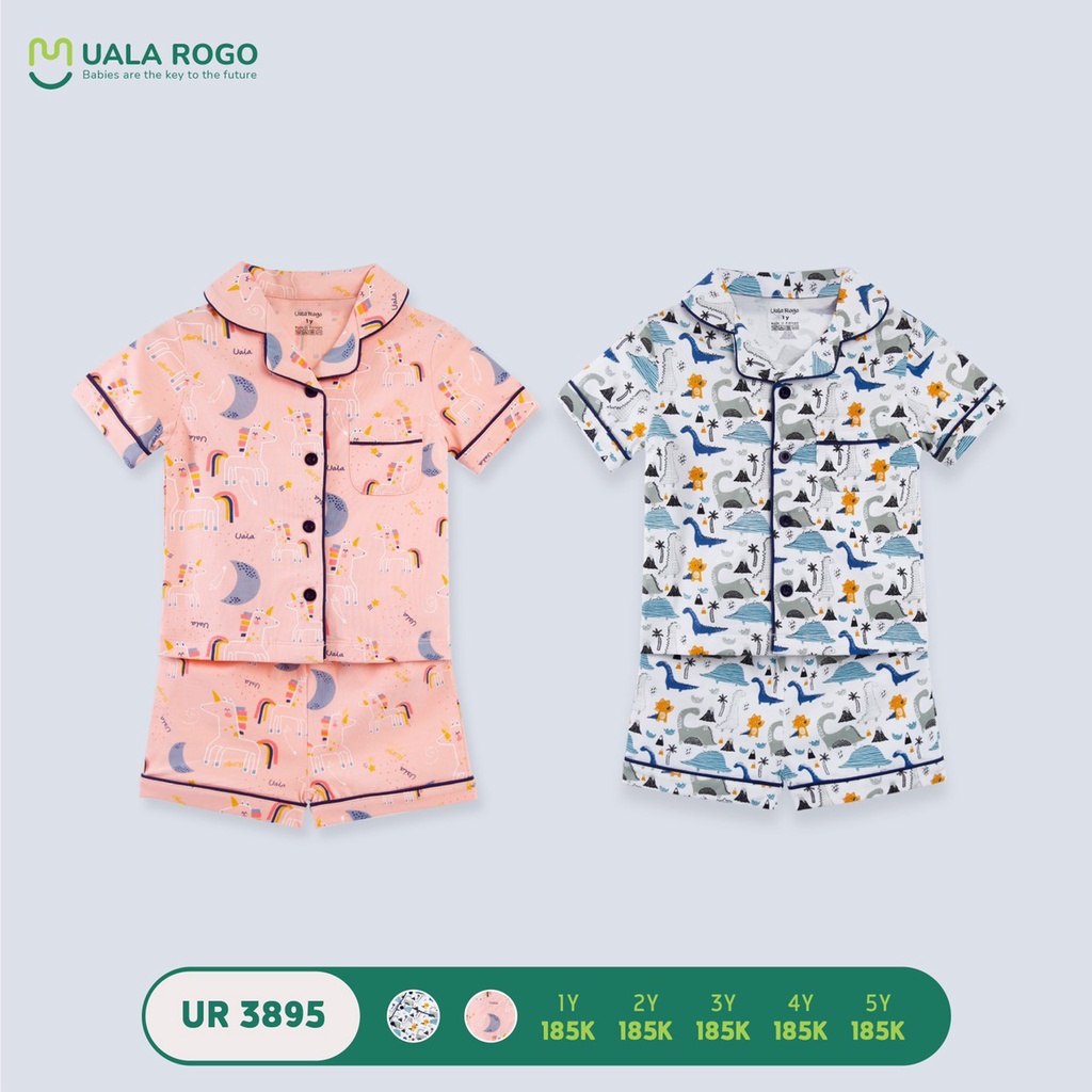 [Mã SKAMCLU8 giảm 10% cho đơn từ 100K] [CHÍNH HÃNG] Bộ pyjama cộc tay khuy giữa họa tiết trẻ em Uala Rogo