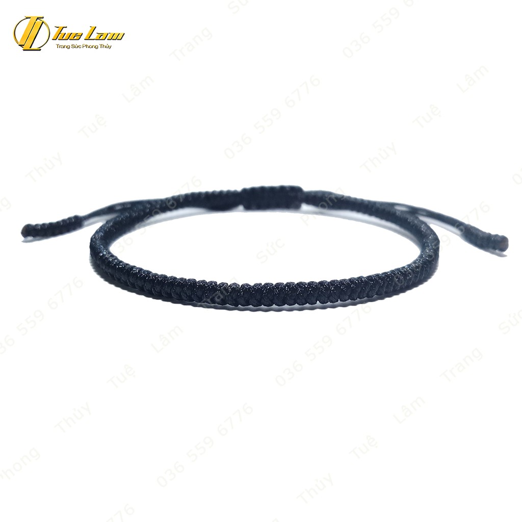 Vòng tay nữ dây chỉ đen bện trơn kiểu dây rút may mắn bình an - Tuệ Lâm