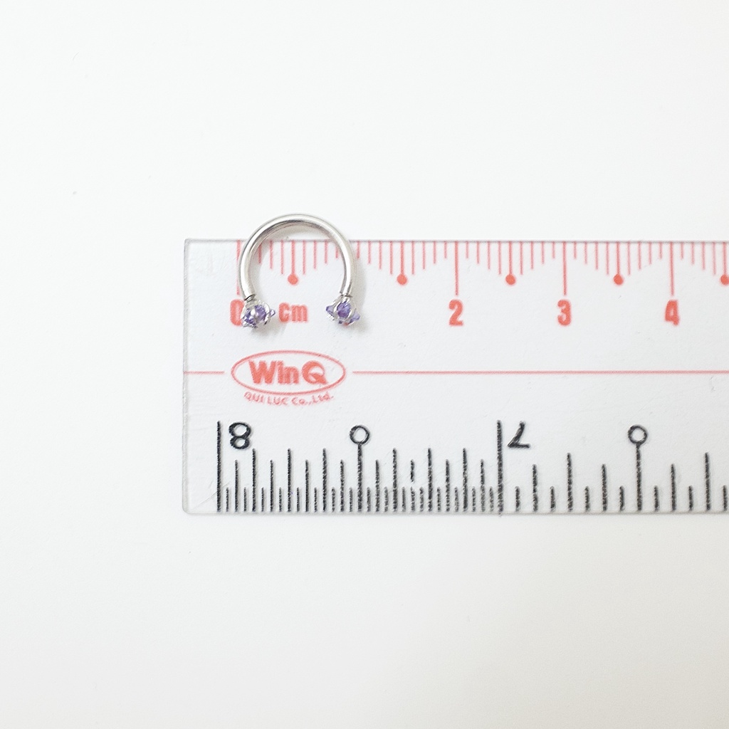 [1 Chiếc] Khuyên Tai Bông Tai Chữ U 2 Đầu Đá Ngôi Sao Màu Tím Thép Y Tế Titan Thép Không Gỉ Cá Tính Phong Cách Nam Nữ