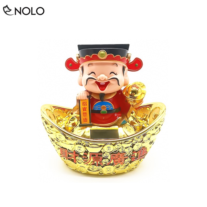Tượng Thần Tài Ngồi Thổi Vàng Tự Gật Đầu Nguồn Ánh Sáng Đem Lại Sự May Mắn Tài Lộc Chất Liệu Nhựa ABS