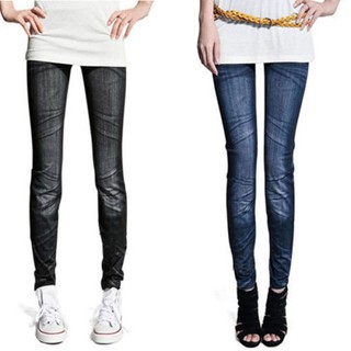 Quần legging giả jean chất liệu co giãn phong cách thời trang cho nữ