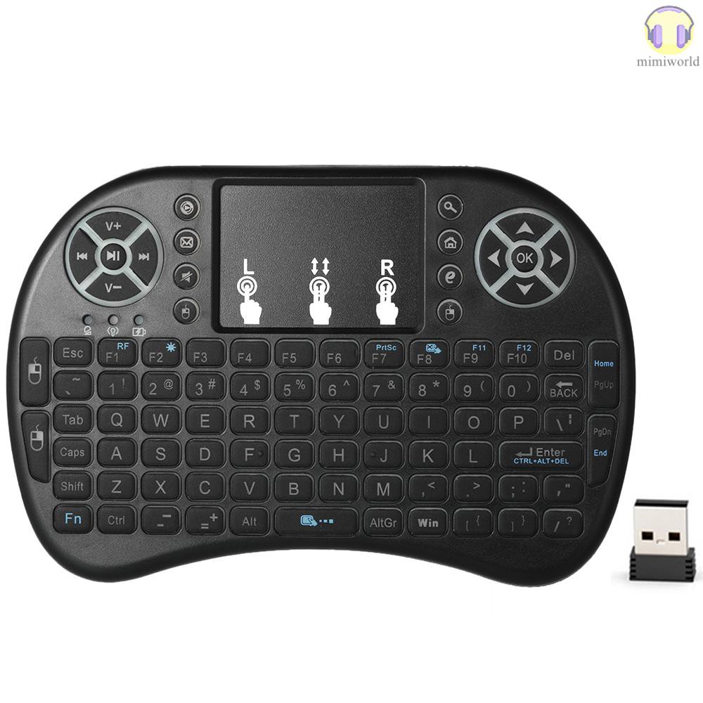 MIWO 2.4GHz Wireless Keyboard with Touchpad Mouse Handheld Remote Control for Android TV BOX PC Smart TV Black