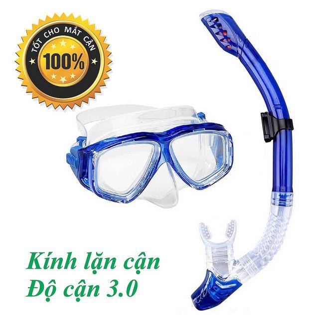 Mặt nạ lặn Ống thở có độ cận thị từ 1.5 độ  đến 8.0 độ, mắt KÍNH CƯỜNG LỰC POPO