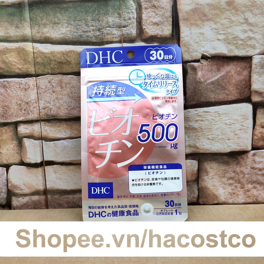 Viên uống DHC Sustained Release Biotin 500mcg µg 30 viên 30 ngày dùng - Hỗ trợ tóc móng khỏe