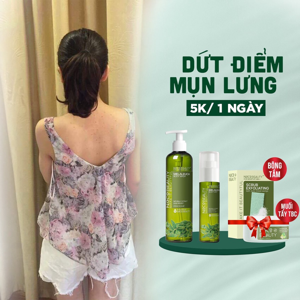 Bộ sữa tắm Mụn Lưng NaCobeauty giảm mụn mờ thâm Bộ Xịt Mụn Lựng ComBo mụn Lưng phục hồi và làm dịu da đang kích ứng