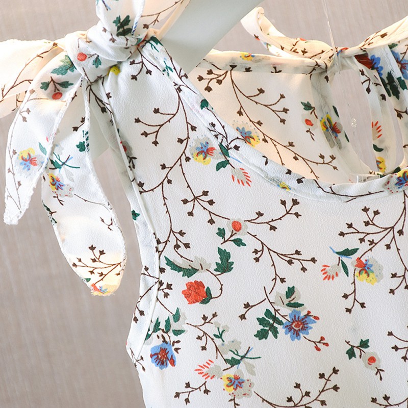 Đầm không tay in hoa dễ thương cho bé gái 1-4 tuổi