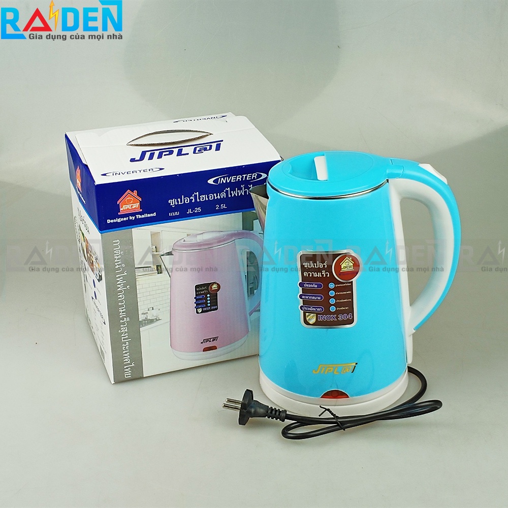 Ấm siêu tốc 2 lớp JLPL@L JL-25 dung tích 2.5L, lòng ấm bằng inox 304 không hoen rỉ - Màu ngẫu nhiên