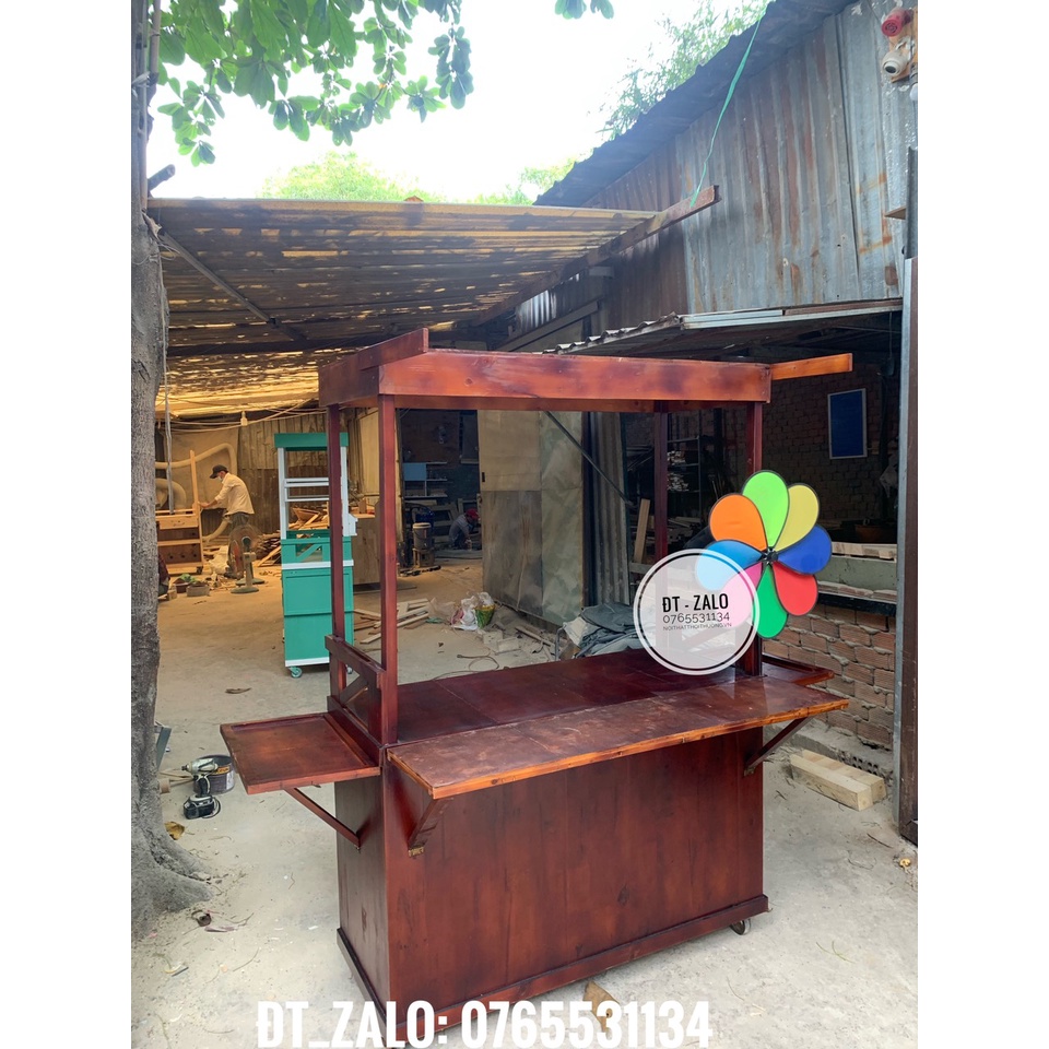 Xe đẩy cafe đẹp , tủ trà sữa giá rẻ làm từ gỗ tự nhiên