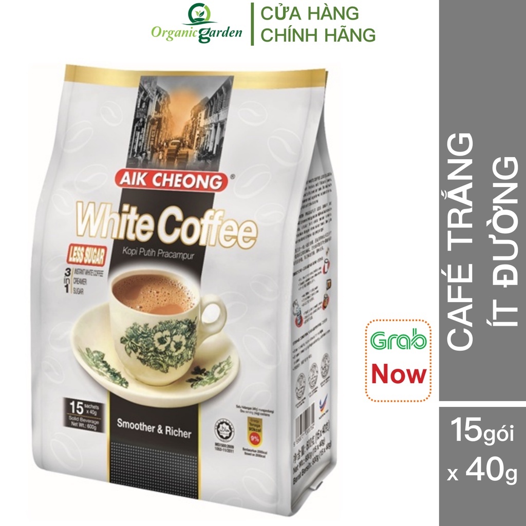 Cà phê trắng Ít Đường Aik Cheong Malaysia - White Coffee Less Sugar - 600g (15 gói x 40g)