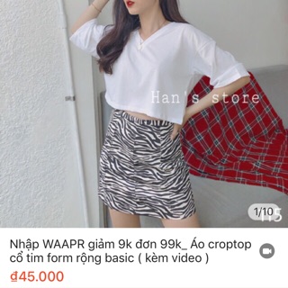 Áo thun croptop cổ tim form rộng