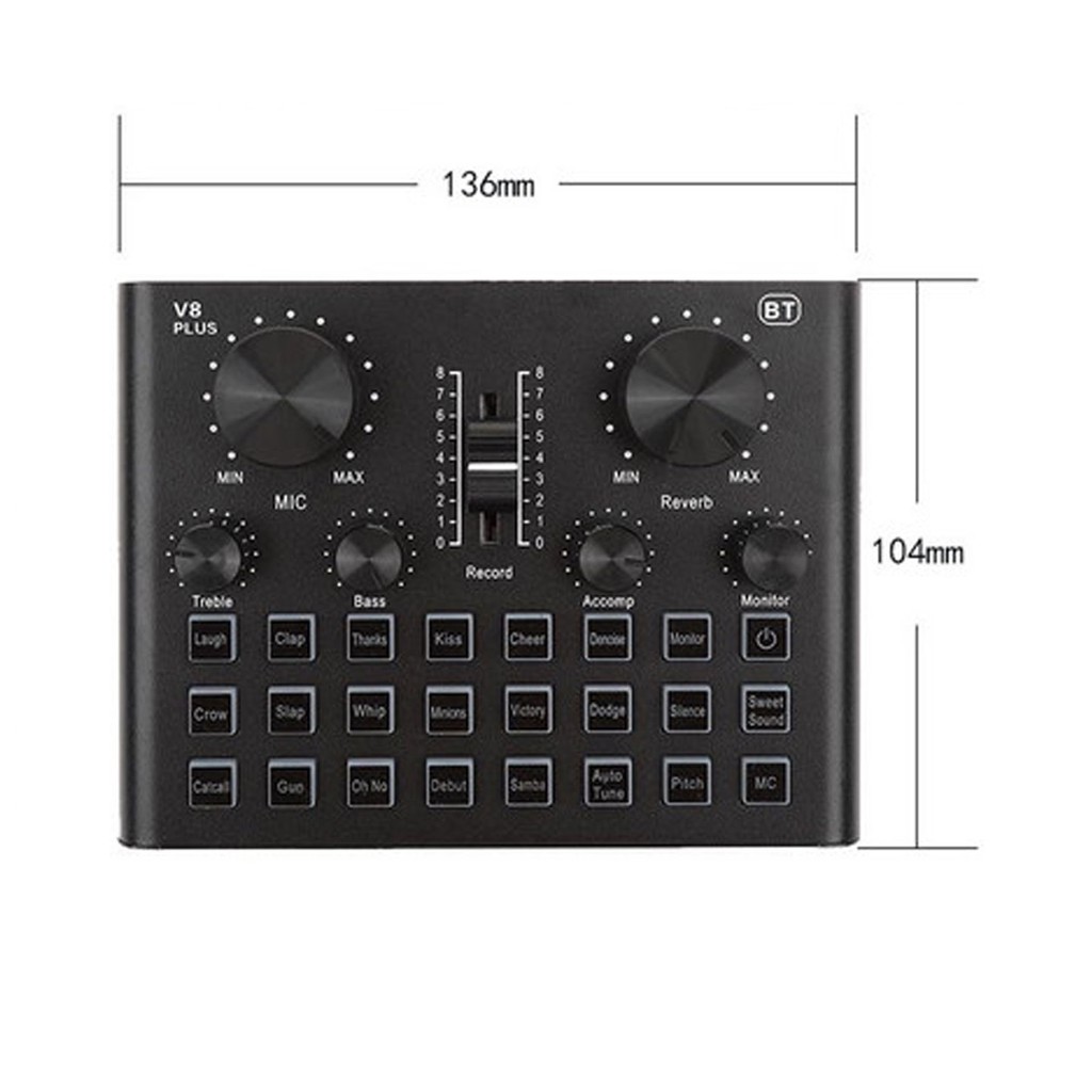 Sound Card Thu Âm Thanh Và Livestream Cuvave V8 Plus - Bluetooth, Pin Sạc USB Audio Interface Soundcard Auto Tune V8Plus