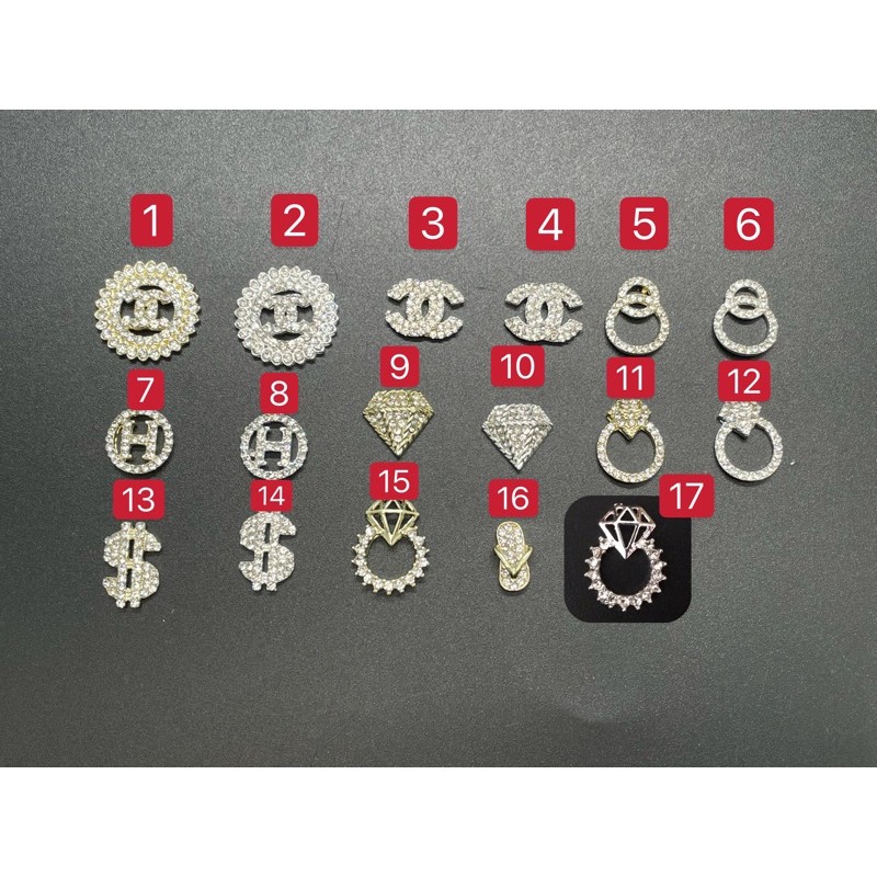 phụ kiện charm hình thương hiệu mới 2022 gắn móng tay